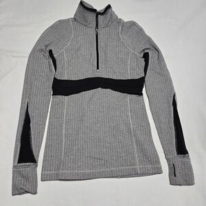 Lululemon Women's Run Full Tilt Half Zip Pullover Gray Black Long Sleeve sz 6